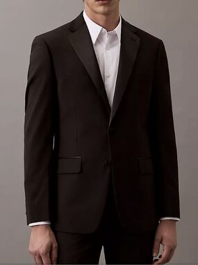 Calvin Klein Men's Black Single-Breasted Tuxedo Jacket 95%Wool Size 44R